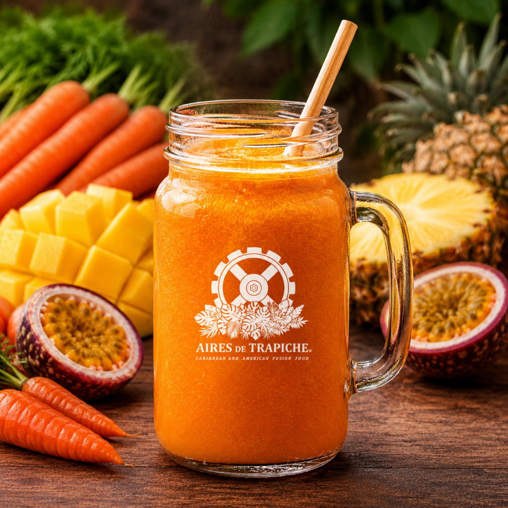 Smoothies caribeños en Aires de Trapiche: fruta, frescor y sabor tropical en Itaroa, Berceo y Max Center. Refréscate con nosotros smoothie de zanahoria mango piña y fruta de la pasión