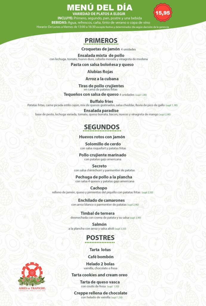 Menú del día en Aires de Trapiche Max Center